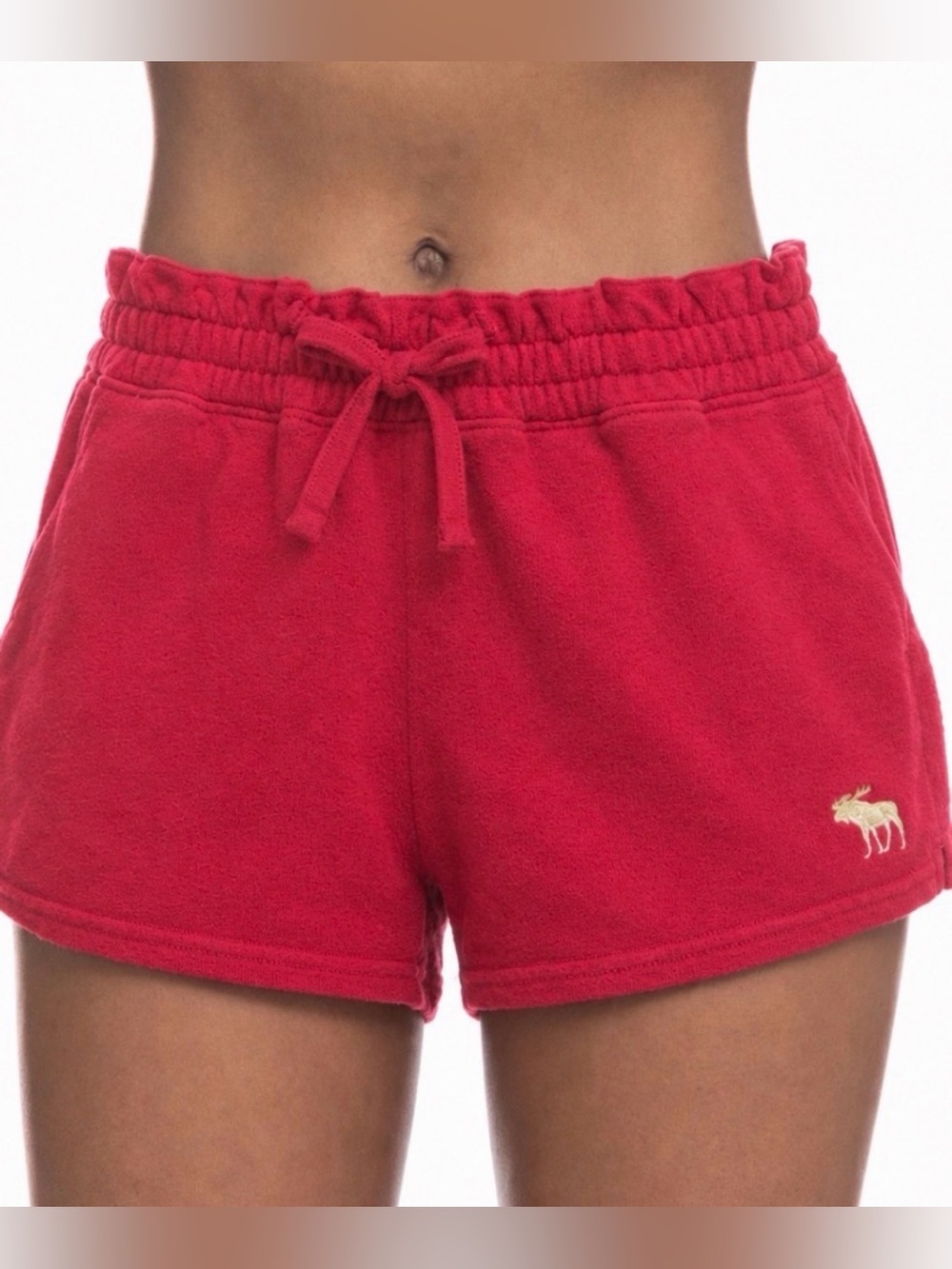Abercrombie Kids Red Terry Cloth Shorts with Drawstring